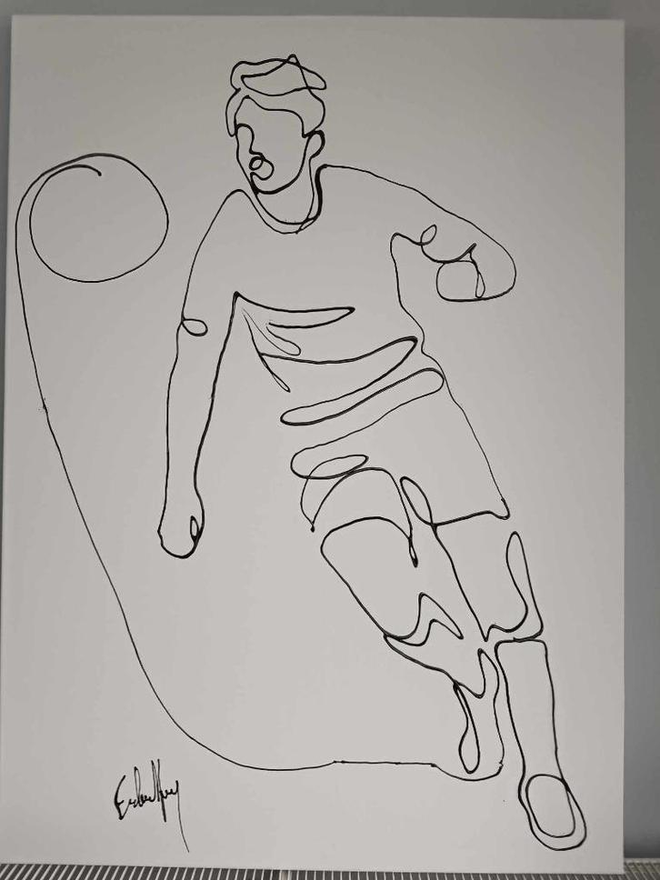 Henry Escobar de voetballer, Antiek en Kunst, Kunst | Schilderijen | Modern, Ophalen