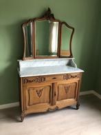 Antieke commode met marmeren blad en geslepen spiegel, Antiek en Kunst, Ophalen