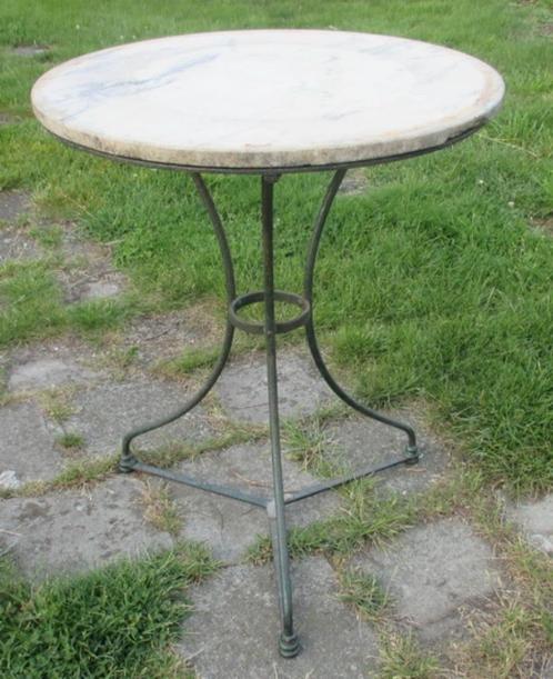 table de jardin en fer antique dessus en marbre avec étiquet, Antiquités & Art, Curiosités & Brocante, Enlèvement