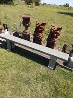 Grote tuinbank in blauwe steen (lengte 2,09 m), Tuin en Terras, Ophalen, Gebruikt