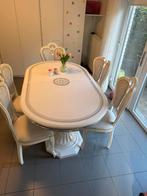 Eettafel met 5 stoelen, Huis en Inrichting, Ophalen, Gebruikt, Wit en ovaal, 4 tot 6 stoelen