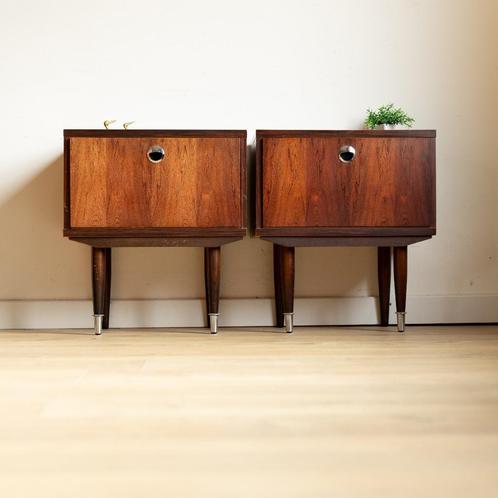 Prachtige set vintage nachtkastjes, Huis en Inrichting, Slaapkamer | Nachtkastjes, Gebruikt, Hout, Ophalen of Verzenden