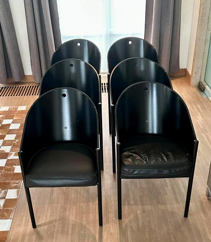 Aleph costes driade philippe starck, Huis en Inrichting, Stoelen, Gebruikt, Vijf, Zes of meer stoelen, Hout, Leer, Zwart, Ophalen