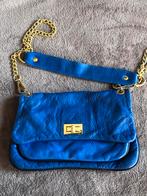 Vintage leder handtasje, Overige merken, Gebruikt, Blauw, Ophalen of Verzenden