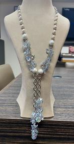 Long Chain Necklace with Square Aqua Beads with Pearls, Handtassen en Accessoires, Tassen | Damestassen, Ophalen of Verzenden