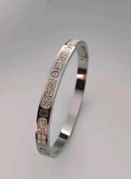 Liefdesarmband met strass, Handtassen en Accessoires, Armbanden, Ophalen of Verzenden, Zilver, Staal, Met strass