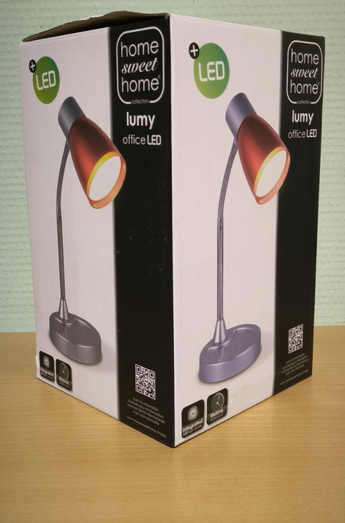LED Bureaulamp, Rood-Grijs, Nieuw!, Huis en Inrichting, Lampen | Tafellampen, Nieuw, Minder dan 50 cm, Kunststof, Metaal, Ophalen of Verzenden