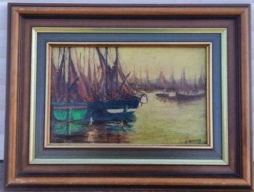 huile sur panneau marine signe bernard debergh, Antiek en Kunst, Kunst | Schilderijen | Klassiek, Ophalen of Verzenden
