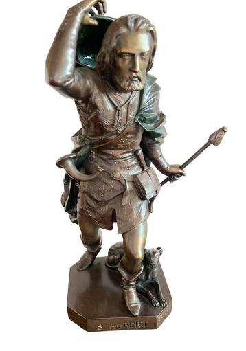 Bronzen sculptuur Sint Hubertus,patroonheilige van de jagers beschikbaar voor biedingen