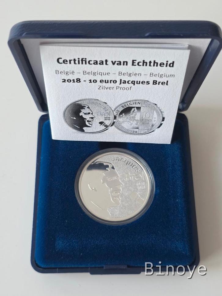 Belgique 10€ 2018 Jacques Brel – Argent 925 – Proof – Box, Timbres & Monnaies, Monnaies | Europe | Monnaies euro, 10 euros, Belgique