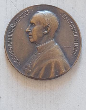 België WW1 koperen medaille 1914 Kardinaal Mercier beschikbaar voor biedingen