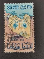 Libie 1956 - landkaart, vlaggen, lid van de VN, Postzegels en Munten, Postzegels | Afrika, Ophalen of Verzenden, Libië, Gestempeld