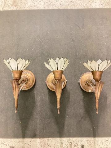 Koperen wandlichten 3 stuks beschikbaar voor biedingen