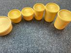 Tupperware 6 stuks / zonnedeksel, Ophalen, Gebruikt, Geel, Bus of Trommel