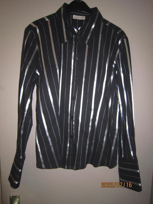 Zwart en zilverkleurige blouse met lange mouwen, Kleding | Dames, Blouses en Tunieken, Gedragen, Maat 42/44 (L), Zwart, Verzenden