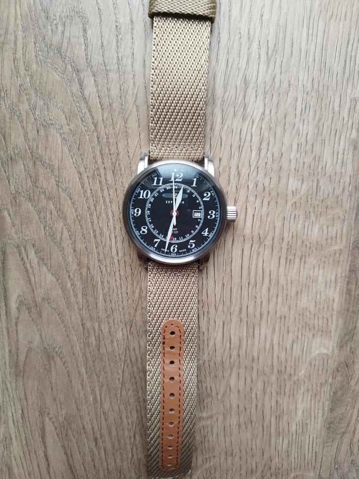 Zeppelin GMT, Handtassen en Accessoires, Horloges | Heren, Zo goed als nieuw, Staal, Staal, Ophalen of Verzenden