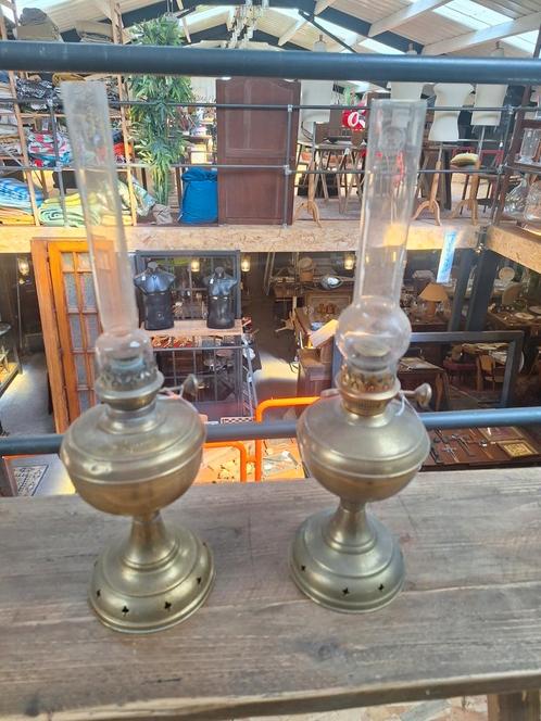 2 oude olielampen / petroliumlampen, Antiek en Kunst, Antiek | Verlichting, Ophalen