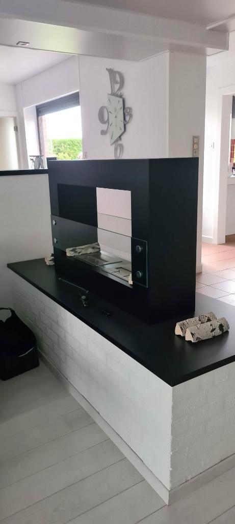 Moderne vrijstaande bio ethanol haard zwart rvs, Huis en Inrichting, Haarden, Zo goed als nieuw, Overige soorten, Ophalen
