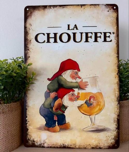 Metalen reclamebord La Chouffe, Verzamelen, Biermerken, Ophalen of Verzenden