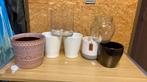 Een lot 7 stuks potten van steen en glas, Ophalen, Gebruikt, Glas