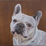 Schilderij Franse Bulldog op canvas, wit 30 x 30 x 4 cm, Ophalen of Verzenden