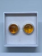 Zilveren Amber / Barnsteen oorbellen, Nieuw, Knopjes of Stekers, Met edelsteen, Ophalen of Verzenden