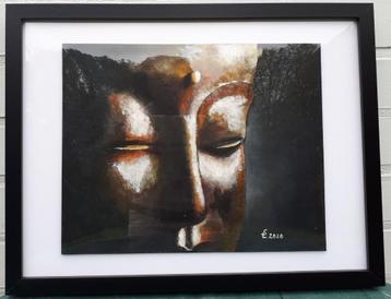 Ingelijst zen acrylschilderij: Boeddha beschikbaar voor biedingen