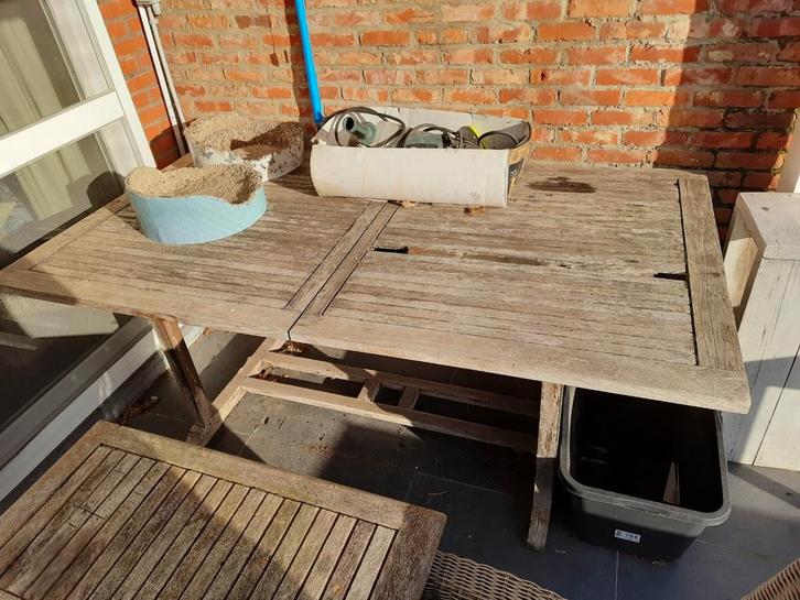 teak tafel, Tuin en Terras, Tuinsets en Loungesets, Gebruikt, Ophalen