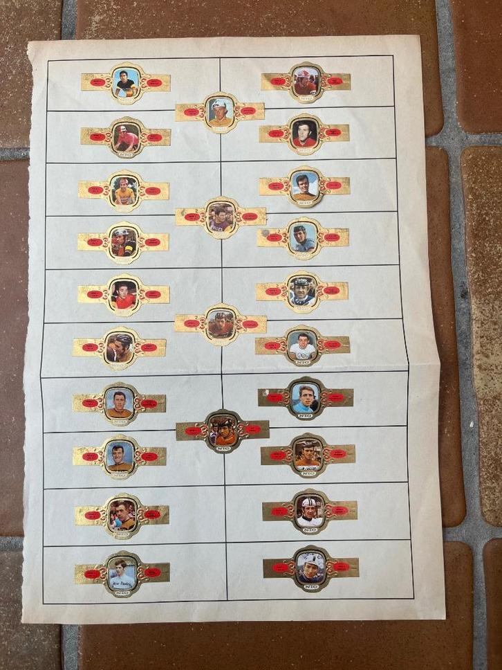 Cyclisme: 24 sigarenbanden NIC: wielrenners - Jaren 60, Verzamelen, Sportartikelen en Voetbal, Gebruikt, Poster, Plaatje of Sticker