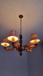 houten luster, Huis en Inrichting, Lampen | Kroonluchters, Art deco, Gebruikt, Hout, Ophalen