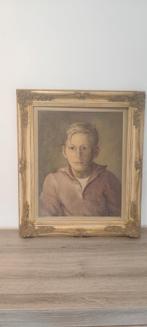 De blonde jongen in roze trui in mooie Barok kader, Antiek en Kunst, Ophalen of Verzenden