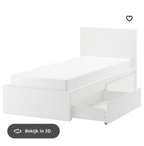 1 persoonsbed Malm met 2 bedlades, Huis en Inrichting, Slaapkamer | Slaapbanken, Gebruikt, Ophalen