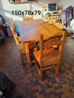 Massief eiken tafel met 6 stoelen, Huis en Inrichting, Barren, Ophalen