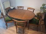 Masief eettafel met 6 antieke stoelen, Antiek en Kunst, Ophalen