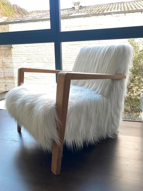 Uniek face fur fauteuil, Huis en Inrichting, Fauteuils, Zo goed als nieuw, Hout, Overige materialen, 50 tot 75 cm, 75 tot 100 cm