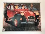 2CV Charleston (uitgesneden poster) vintage, Ophalen, Gebruikt, Met lijst, Deurposter of groter