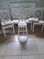 Mooie, witte, stevige stoelen (+ gratis kinderstoel), Vijf, Zes of meer stoelen, Wit, Zo goed als nieuw, Hout