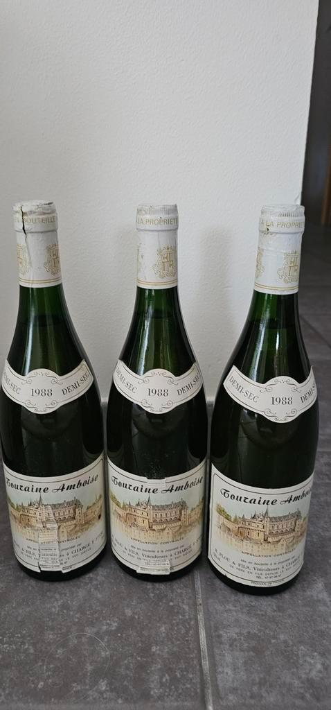 drie prachtige flessen Touraine Amboise Demi-Sec 1988 – een, Verzamelen, Wijnen, Frankrijk, Ophalen of Verzenden