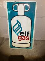 Vintage reclame bord elf gas, Verzamelen, Ophalen, Gebruikt, Reclamebord