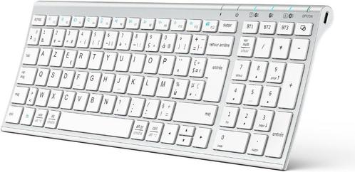 Clavier sans fil - Clavier Bluetooth rechargeable - Blanc