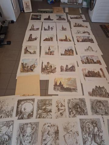 José van Gucht : 3 aquarellen & 2 portfolios : Nieuwpoort ,  beschikbaar voor biedingen