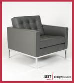 Florence Knoll Lounge Chair Grijs Leder (4 beschikbaar), Huis en Inrichting, Fauteuils, Ophalen
