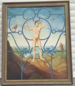 huile sur panneau cage doree signe carl prevot, Antiek en Kunst, Ophalen of Verzenden