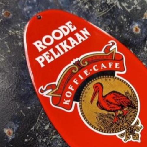 Emaille Reclamebord ROODE PELIKAAN Koffie Pelican Rouge Tas, Verzamelen, Merken en Reclamevoorwerpen, Gebruikt, Reclamebord, Verzenden
