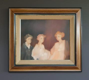 "Trois personnages", huile sur toile signée Luc Gendron