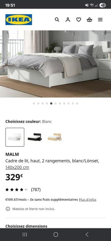 Lit ikea 140cm/200 + tiroirs  beschikbaar voor biedingen