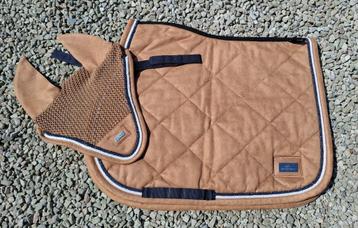 Warm camelkleurig setje met blauw biezeke HV Polo beschikbaar voor biedingen