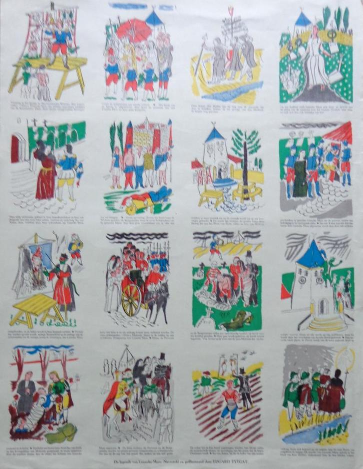 EDGARD TYTGAT / LEGENDE LENNEKE / KLEURHOUTSNEDE / 65x50cm, Antiek en Kunst, Kunst | Litho's en Zeefdrukken, Ophalen of Verzenden