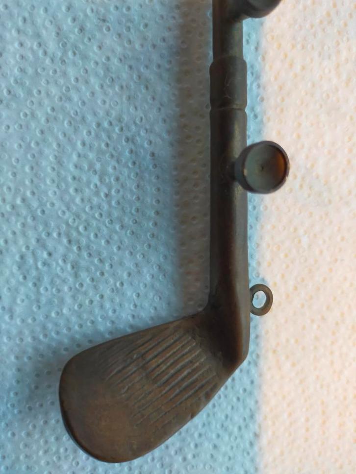 Zeldzame bronzen golfstok.Kunst object Valenti made Spain., Antiek en Kunst, Antiek | Brons en Koper, Ophalen