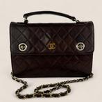 Chanel dubbel draaislot schoudertas authentiek, Overige merken, Gebruikt, Bruin, Ophalen of Verzenden